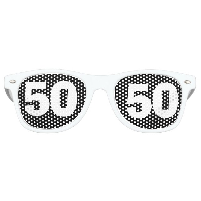 50 th  BIRTHDAY PARTY, FUN 50 BLACK WHITE Retro Sunglasses (Front)