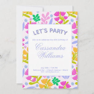 50 th  floral elegant chic watercolor Invitation