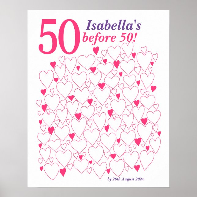 50 Things To Do Before Turning 50 Bucket List Poster (Front)
