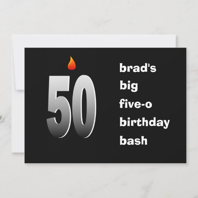 50 With Flame, Big Five-O Bash Invitation (Front)