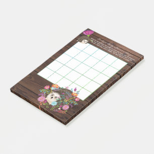 50 x BINGO Game Sheets for Baby - Hedgehog Post-it Notes