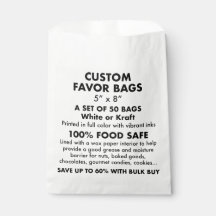 50 x Custom Personalized White Favour Bags