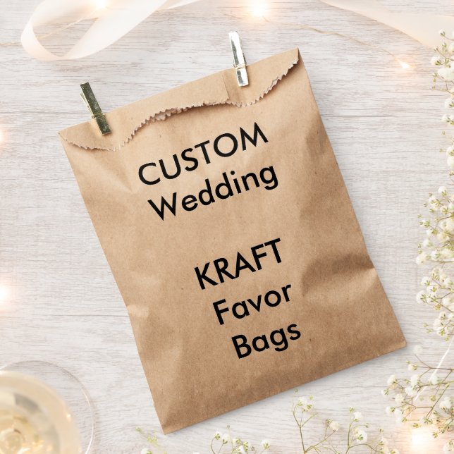 50 x Custom Wedding KRAFT Paper Favour Bags (Clipped)