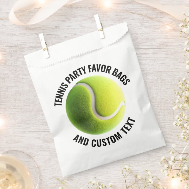 50 x Tennis Ball Personalized Text Favour Bags (Clipped)
