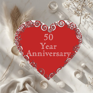 50 Year Anniversary Milestone Romantic Modern  Heart Sticker