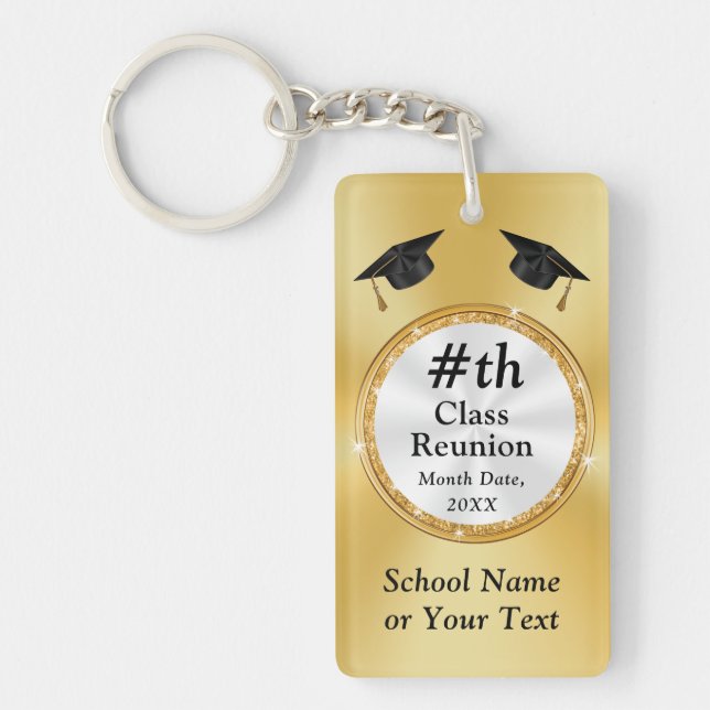 50 Year Class Reunion Souvenirs, Customizable Keychain (Front)