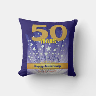 50 Year CUSTOM NAME 12 Step Anniversary Big Number Throw Pillow