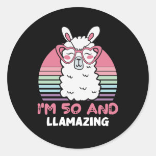 50 Year Old Bday Llamazing Llama 50th Birthday Classic Round Sticker