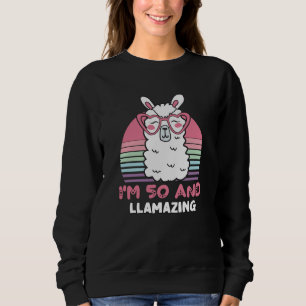 50 Year Old Bday Llamazing Llama 50th Birthday Sweatshirt