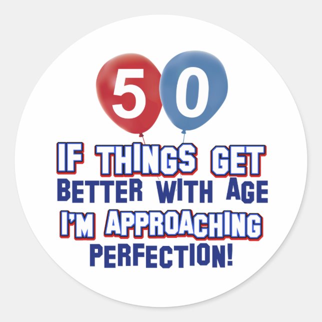 50 year old birthday gifts classic round sticker (Front)