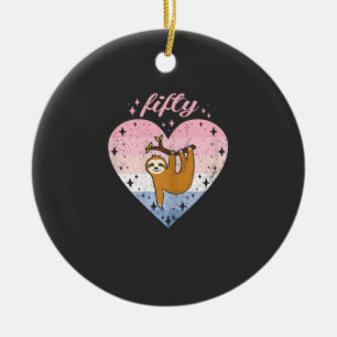 50 Year Old Cute Sloth Birthday Girl 50th B-day T- Ceramic Ornament