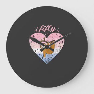 50 Year Old Cute Sloth Birthday Girl 50th B-day T- Large Clock