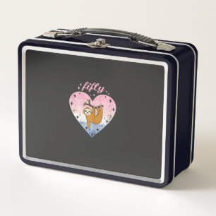 50 Year Old Cute Sloth Birthday Girl 50th B-day T- Metal Lunch Box