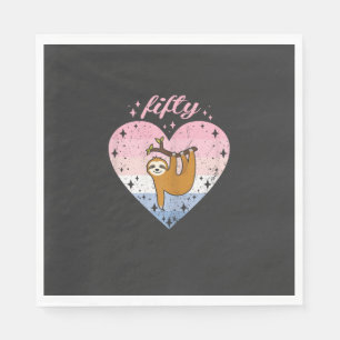 50 Year Old Cute Sloth Birthday Girl 50th B-day T- Napkin