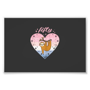 50 Year Old Cute Sloth Birthday Girl 50th B-day T- Photo Print