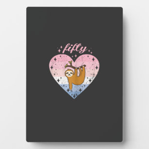 50 Year Old Cute Sloth Birthday Girl 50th B-day T- Plaque