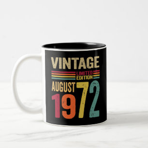 50 Year Old Gifts Vintage August 1972 - 50th BDay Two-Tone Coffee Mug