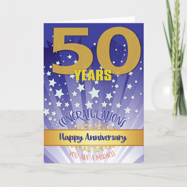 50 Year Recovery Anniversary Bold Numeral Card (Front)