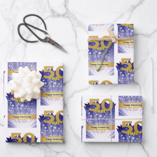 50 Year Recovery Anniversary Bold Numeral Wrapping Paper Sheet