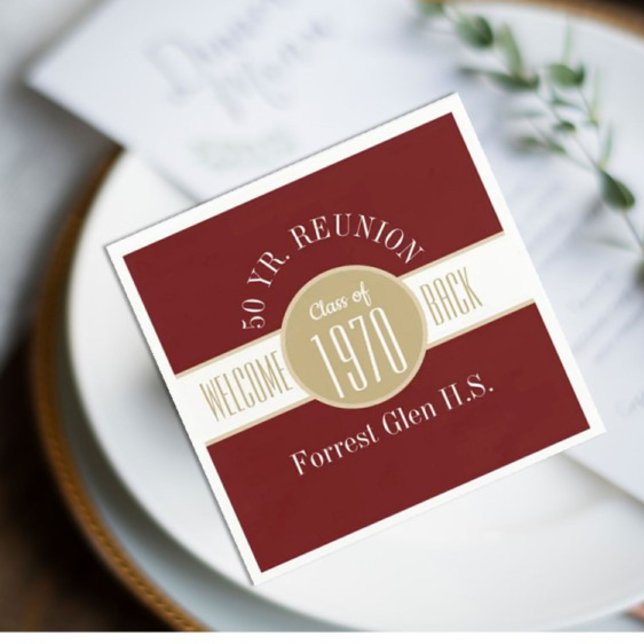 50 Year Reunion Welcome Back Napkin (Creator Uploaded)