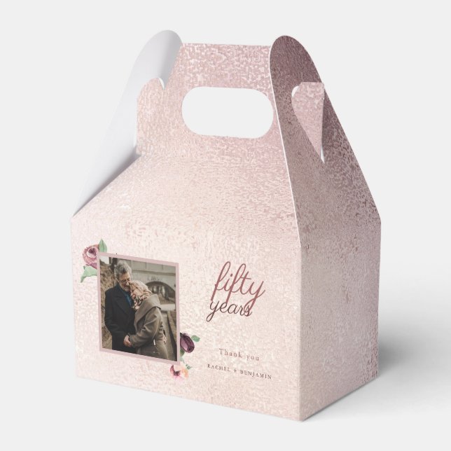 50 Year Wedding Anniversary Rose Gold Personalized Favor Box (Front Side)