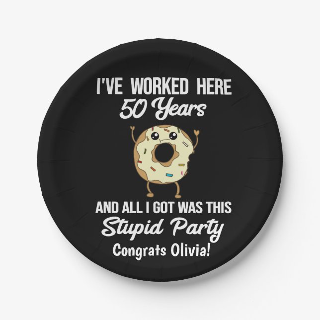 50 Year Work Anniversary Appreciation Party Paper Plate (Front)