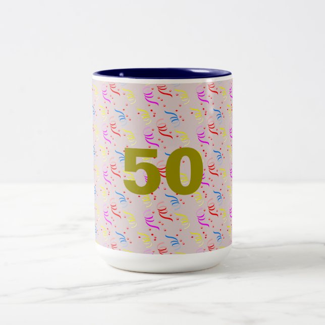50 Years and Confetti Two-Tone Coffee Mug (Center)
