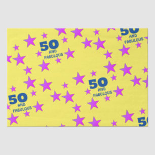 50 years and fabulous Yellow Stars Birthday Tissue Paper