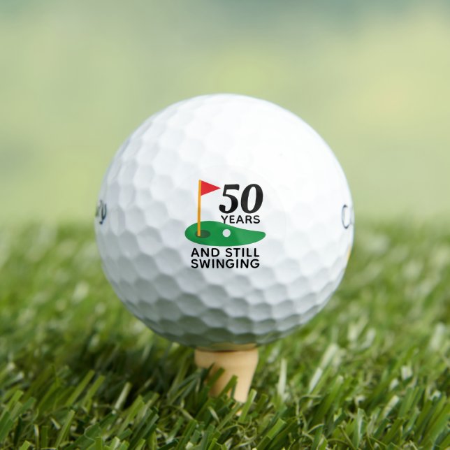 50 Years and Still Swinging Funny 50th Birthday Golf Balls (Insitu Tee)