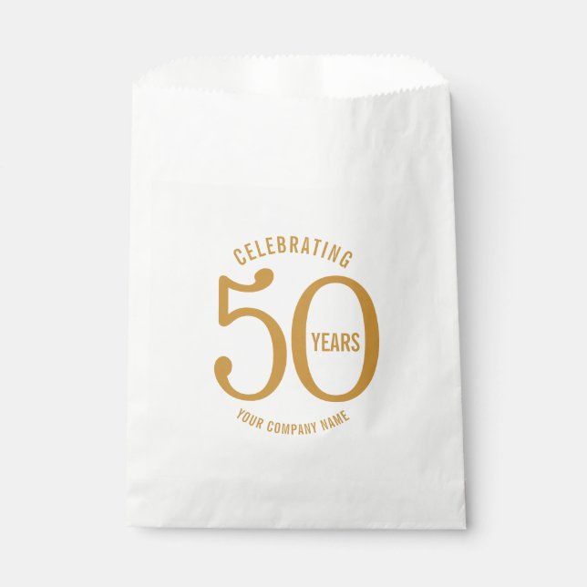 50 years corporate anniversary party golden favour bag (Front)