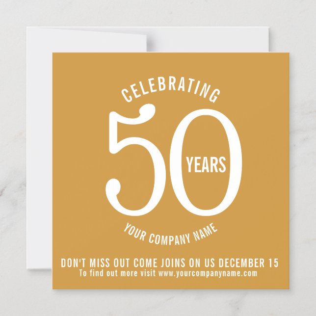 50 years corporate anniversary save the date promo magnetic invitation (Front)