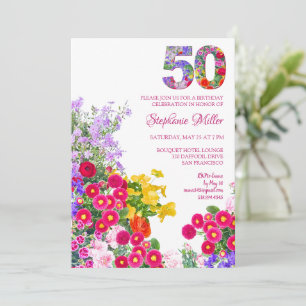 50 Years Elegant Garden Floral – 50th Birthday Invitation