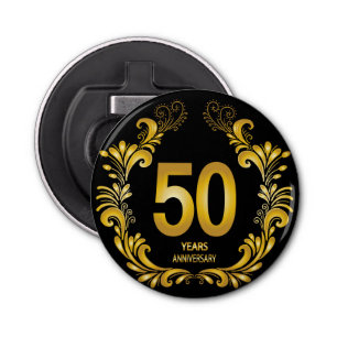 50 Years Gold Glitter Anniversary Bottle Opener