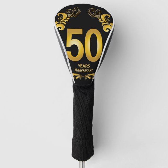 50 Years Gold Glitter Anniversary Golf Head Cover (Front)