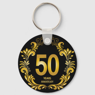 50 Years Gold Glitter Anniversary Keychain