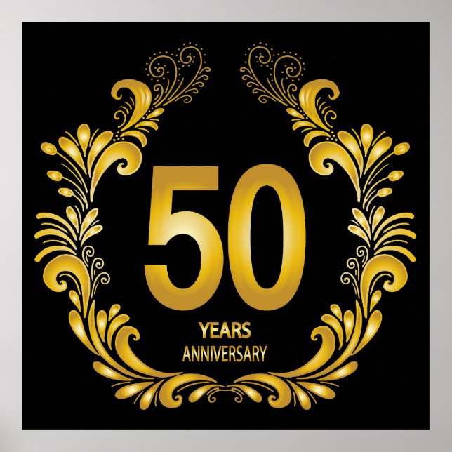 50 Years Gold Glitter Anniversary Poster (Front)