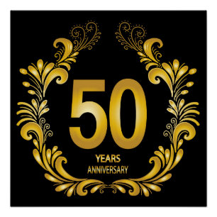 50 Years Gold Glitter Anniversary Poster