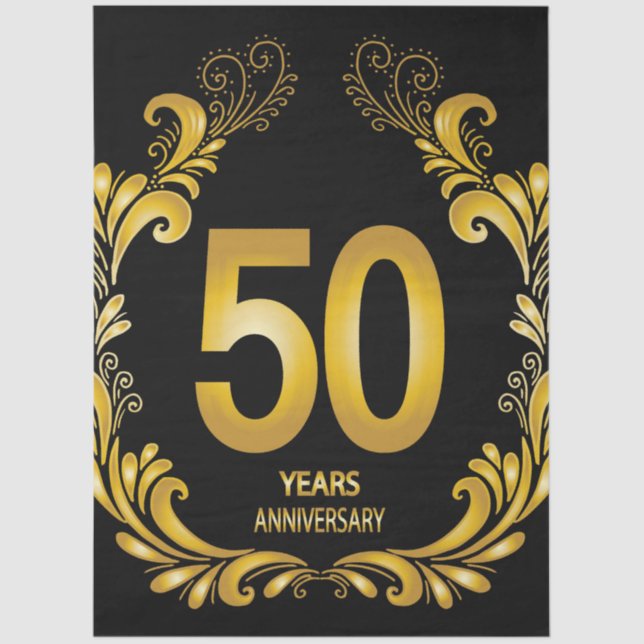 50 Years Gold Glitter Anniversary Tissue Paper (Front)