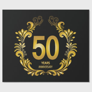 50 Years Gold Glitter Anniversary Wrapping Paper