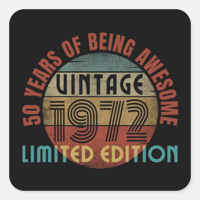 50 years of being awesome   square sticker (Front)