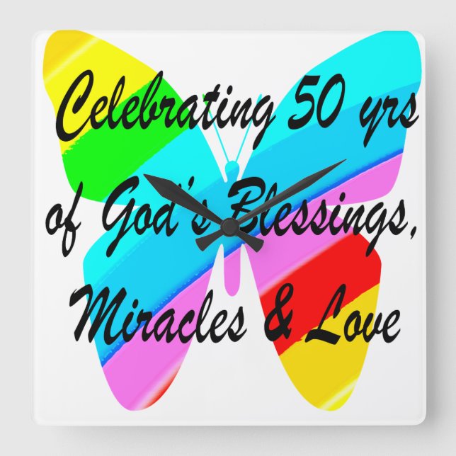 50 YEARS OF BLESSINGS SQUARE WALL CLOCK (Front)