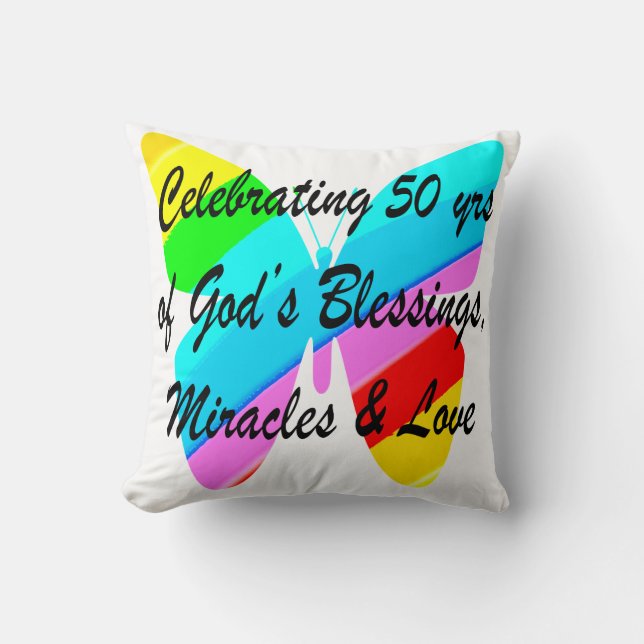 50 YEARS OF BLESSINGS THROW PILLOW (Front)