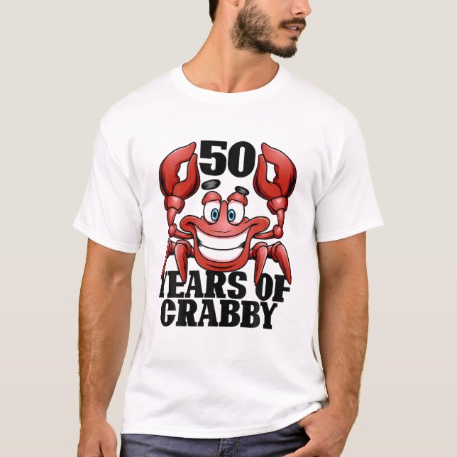 50 Years Of Crabby Funny Crab Beach 50Th Birthday T-Shirt (Front)