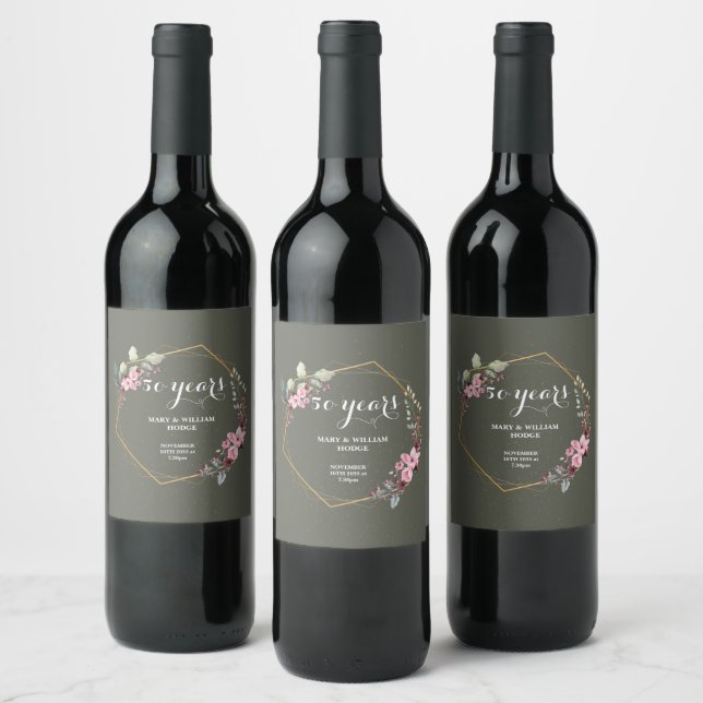 50 Years of Forever: An Anniversary to Remember" Wine Label (Bottles)