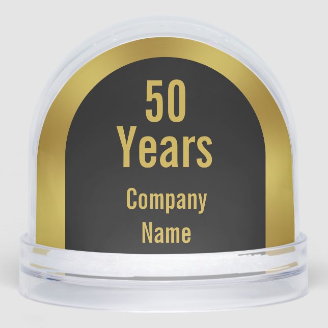 50 Years of Service Black and Gold Employee Snowglobe (Front)