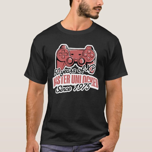 50 Years of XP Master Unlocked Gamer Birthday T-Shirt (Front)