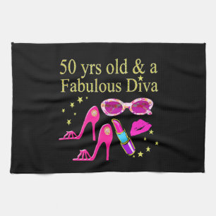 50 YEARS OLD AND A FABULOUS DIVA DESIGN KITCHEN TOWEL
