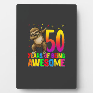 50 Years Old Birthday Sloth Dabbing 50th Birthday  Plaque