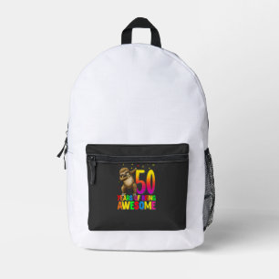 50 Years Old Birthday Sloth Dabbing 50th Birthday Printed Backpack