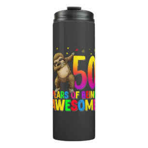 50 Years Old Birthday Sloth Dabbing 50th Birthday Thermal Tumbler